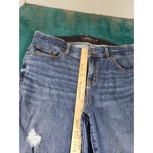 Torrid Jeans Size 16 Womens Blue Elastic Waist Stretch Mid Rise Bombshell Skinny - Picture 7 of 12